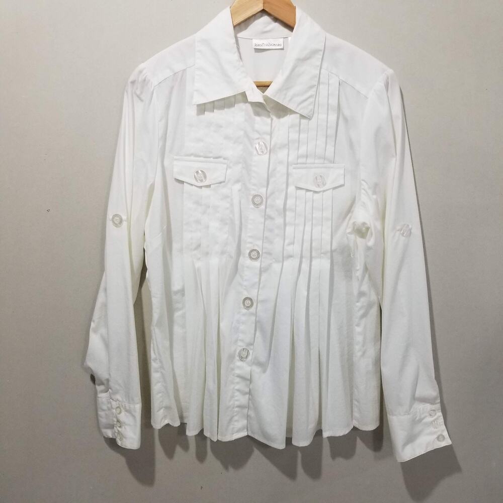 JohnPaulRichard Shirt Womens XL Pleated Button Front Pocket Long Sleeve Top - Picture 10 of 10